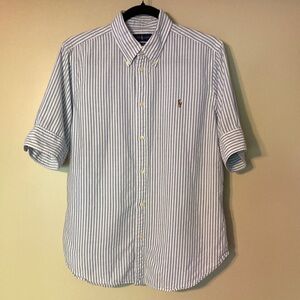 Ralph Lauren Blue and White Button Down Oxford Slim Fit shirt
